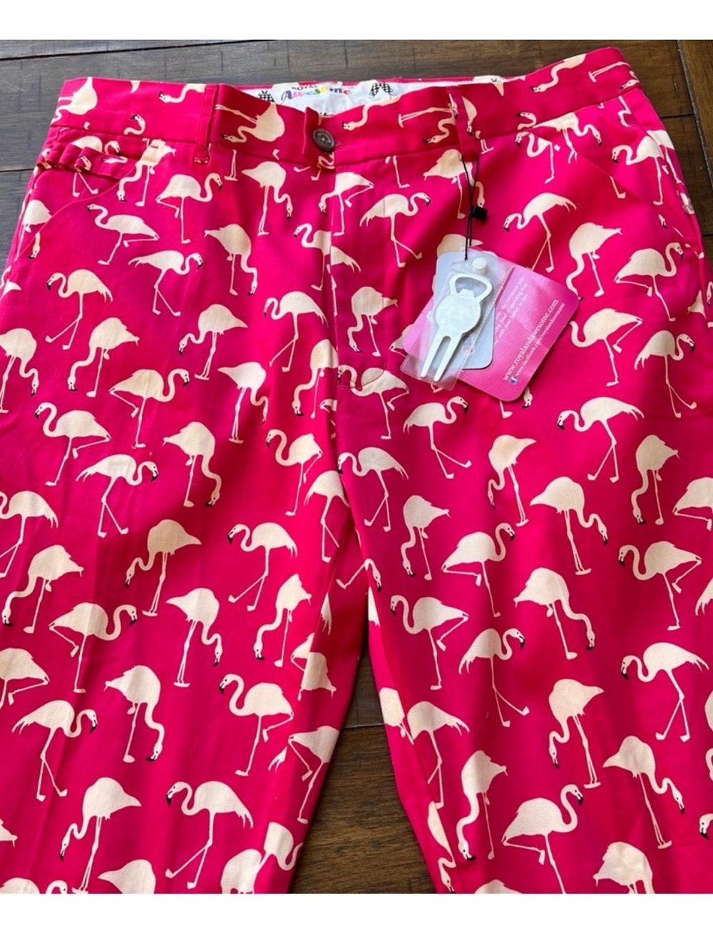 Royal & Awesome Birdie Breeks Pink Flamingo Golf Pants size 34x30